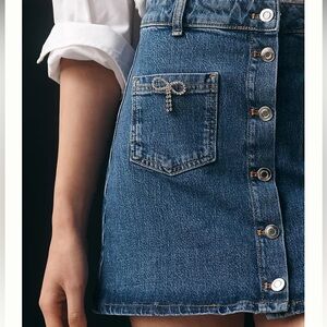 🎁NWT Maeve Mini Jean Rhinestone Bow Skirt- 12 Large